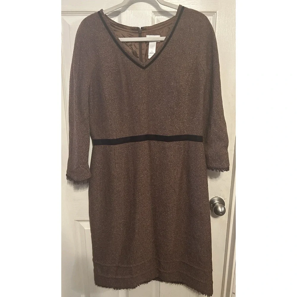 Vintage Liz Claiborne Size 14 Tweed Dress,‎ Brown/Black Office Church Chic - Picture 2 of 10